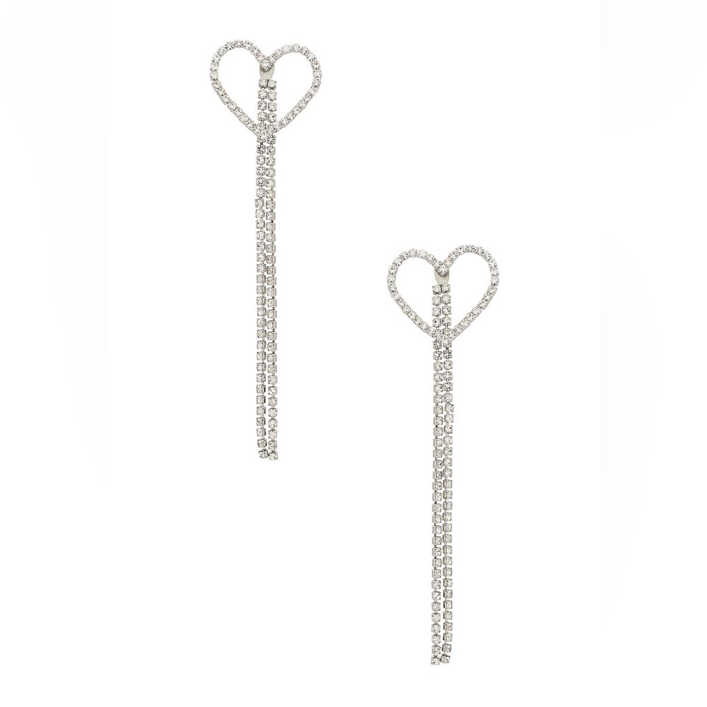 ♥️ SHASHI - Heart Pave Drop in Silver ♥️